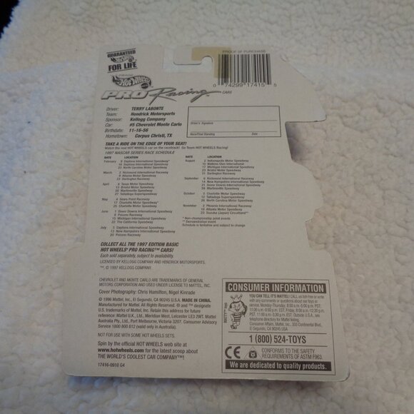 Terry LaBonte Hot Wheels Pro Racing 1/64 Car Kellogg's Spooky Fruit Loops 1997 - Picture 13 of 14